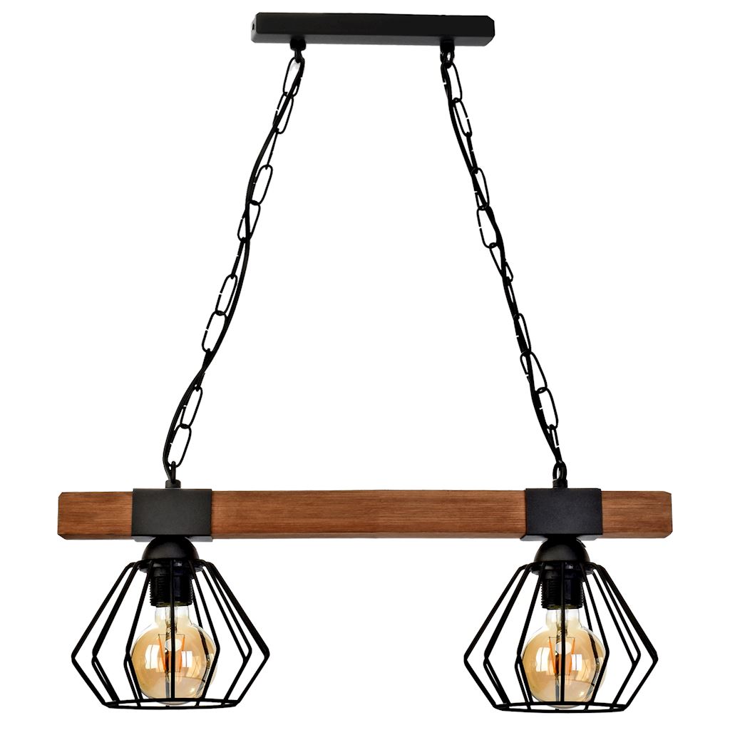Milagro Lampa wisząca Ulf black/wood 2xE27 60W