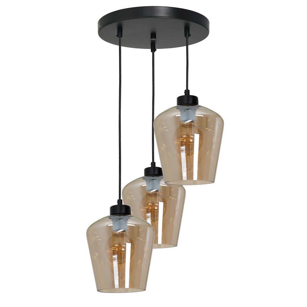 Milagro Lampa wisząca Santiago amber 3xE27