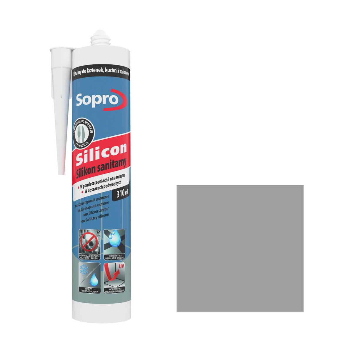 Sopro Silikon sanitarny 15 szary 310 ml