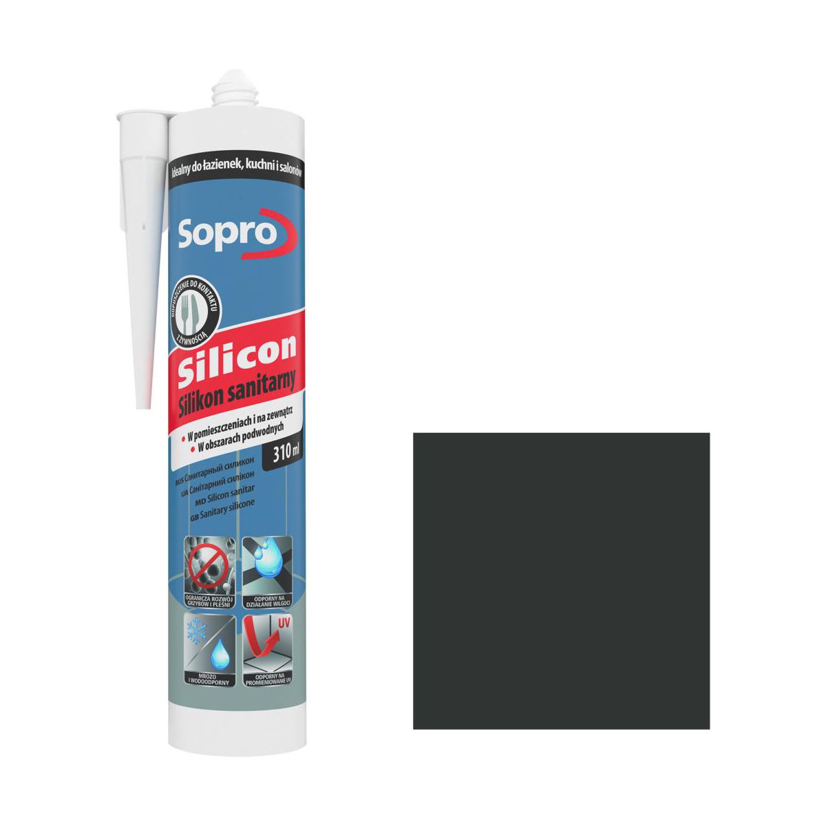 Sopro Silikon sanitarny 90 czarny 310 ml