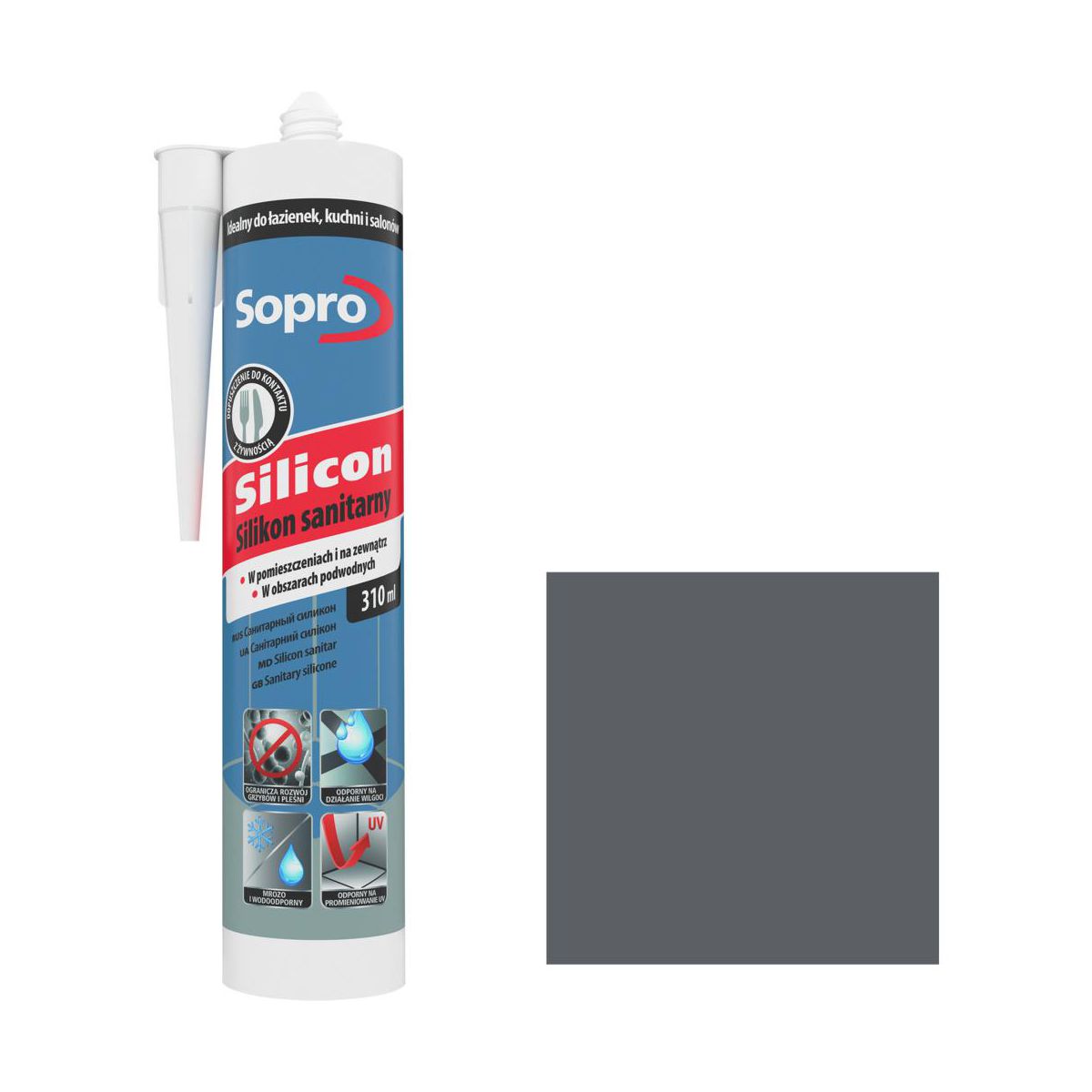 Sopro Silikon sanitarny 14 betonowo-szary 310 ml
