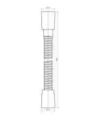 rysunek techniczny wąż prysznicowy 150 cm grafitowy 023-XGR