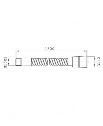 rysunek techniczny wąż kuchenno-wannowy 150 cm chrom 062CR