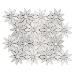 Manorial Carrara White Bloom 28,5x31,5 mozaika dekoracyjna widok od przodu