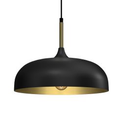 Lampa wisząca Lincoln Black/Gold 35cm, klasyczna, zbliżenie na klosz