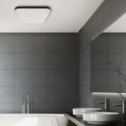 Łazienka, lampa sufitowa na środku pomieszczenia,  Plafon Nemo Black 17W PIR, ML7971