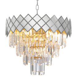 zbliżenie na Milagro Żyrandol Carisma chrome 9xE14, glamour