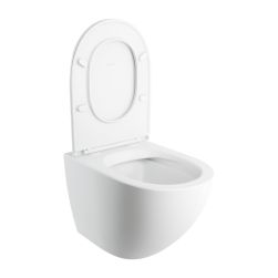 widok z podniesioną deską Ottawa Comfort miska WC wisząca z deską wolnoopadającą biały mat OTTAWACMWBM