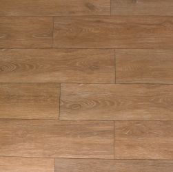 Kompozycja brązowej podłogi ułożona z płytek imitujących drewno Viggo Fresno 20x75