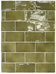 kompozycja Manacor Basil Green 7,5x15 cegiełka ścienna