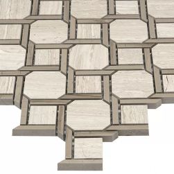 Manorial Woodstone Grey Nodum 28x28 mozaika dekoracyjna zbliżenie na powierzchnię