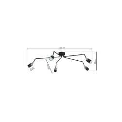 wymiary Milagro Lampa sufitowa Joker black 5xGU10, minimalistyczna