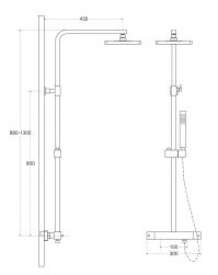 rysunek techniczny Modern/Varium zestaw prysznicowy ścienny termostatyczny chrom BP-MVT-CH