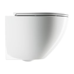 widok z boku Comfort miska WC wisząca z deską wolnoopadającą biały połysk OTTAWACMWBP