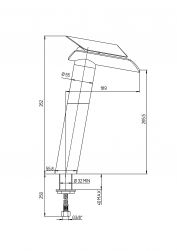 rysunek techniczny Morgana bateria umywalkowa stojąca wysoka chrom 73CR205VRLL