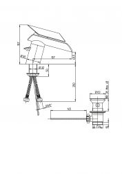 rysunek techniczny Morgana bateria bidetowa stojąca chrom 73CR306VR