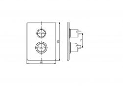 rysunek techniczny Morgana bateria wannowo-prysznicowa podtynkowa chrom 73CR691THWBSET