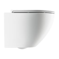 widok z boku Ottawa Comfort miska WC wisząca z deską wolnoopadającą biały mat OTTAWACMWBM