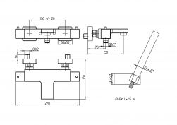 rysunek techniczny Dax R-RS bateria wannowo-prysznicowa ścienna termostatyczna chrom 84CR105TH