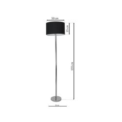 wymiary Milagro Lampa stojąca Casino black/chrome 1xE27, minimalistyczna