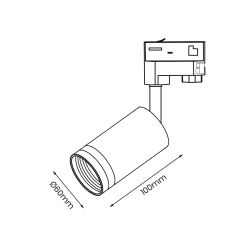 Wymiary Pipe Ring Track Spot Light Black 1xGU10 - 3 Circuit ML7671