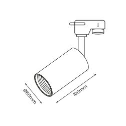 Wymiary, Pipe Track Spot Light Black 1xGU10, ML7677