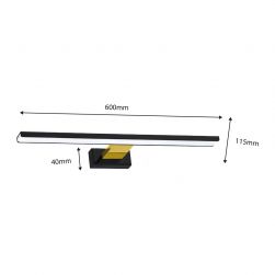 wymiary Milagro Kinkiet Shine Black/Gold 13,8W LED, elegancki