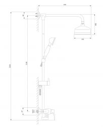 rysunek techniczny Art Deco system prysznicowy ścienny chrom AD5144CR