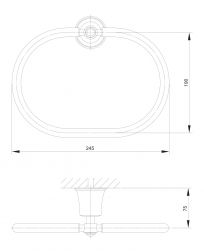 rysunek techniczny Art Line reling na ręcznik owalny chrom AL53230CR
