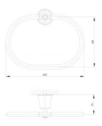 rysunek techniczny Art Line reling na ręcznik owalny miedź antyczna AL53230ORB