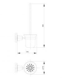 rysunek techniczny Art Line szczotka toaletowa wisząca chrom AL53620CR