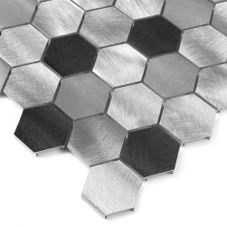 zbliżenie na Allumi Grey Hexagon Mix 48 30x30 mozaika dekoracyjna