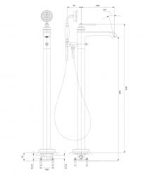 rysunek techniczny Armance bateria wannowo-prysznicowa wolnostojąca chrom AM5233CR