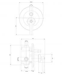 rysunek techniczny Armance bateria wannowo-prysznicowa podtynkowa miedź antyczna AM5235ORB