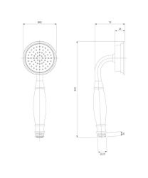 rysunek techniczny Armance słuchawka prysznicowa mosiądz szczotkowany ARMANCE-RBSB
