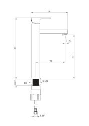 rysunek techniczny Anemon bateria umywalkowa stojąca wysoka czarna BBZ_N20K