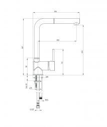 rysunek techniczny Aster bateria kuchenna stojąca chrom/biała BCA W730