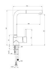 rysunek techniczny Aster bateria kuchenna stojąca biała BCA_A73M