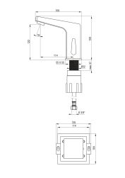 rysunek techniczny Sensor bateria umywalkowa stojąca bezdotykowa z regulacją temperatury chrom BCH_029R
