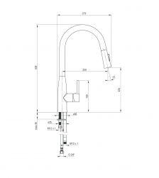 rysunek techniczny Lukrecja bateria kuchenna stojąca biała/chrom BDH W720