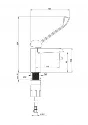 rysunek techniczny Corio bateria umywalkowa stojąca z dźwignią Clinic chrom BFC_020C