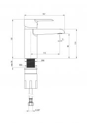 rysunek techniczny Corio bateria umywalkowa stojąca chrom BFC_020M