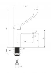 rysunek techniczny Alpinia bateria umywalkowa stojąca z dźwignią Clinic chrom BGA_021C