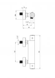 rysunek techniczny Alpinia bateria prysznicowa ścienna termostatyczna chrom BGA_04BT