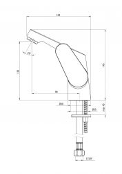 rysunek techniczny Chaber bateria umywalkowa stojąca niska chrom BGC 021N