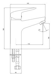 rysunek techniczny Boro bateria umywalkowa stojąca niska chrom BMO_020M