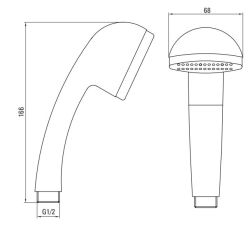 rysunek techniczny słuchawki prysznicowej Joko bateria wannowo-prysznicowa ścienna chrom BOJ_011M
