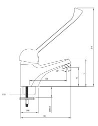 rysunek techniczny Joko bateria umywalkowa stojąca niska z dźwignią Clinic chrom BOJ_021C