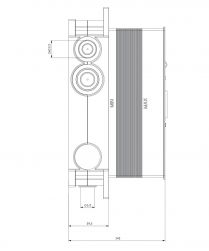 rysunek techniczny Box element podtynkowy termostatycznej baterii 3-wyjściowej BOXTE3F