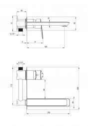 rysunek techniczny Arnika bateria umywalkowa podtynkowa chrom BQA_054L